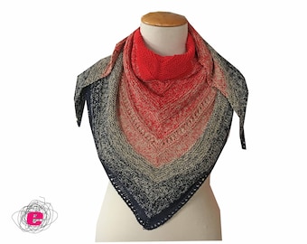 Schouderdoek, doek, gebreide doek, blauw, rood, beige, gestolen