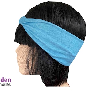 Haarband, gedraaid, hoofdband, sportband blauw, organische actieve vezel