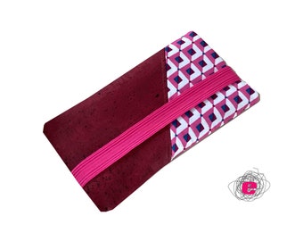 Funda para teléfono móvil corcho rojo, funda para smartphone para teléfonos móviles de hasta 13,8 x 7 cm