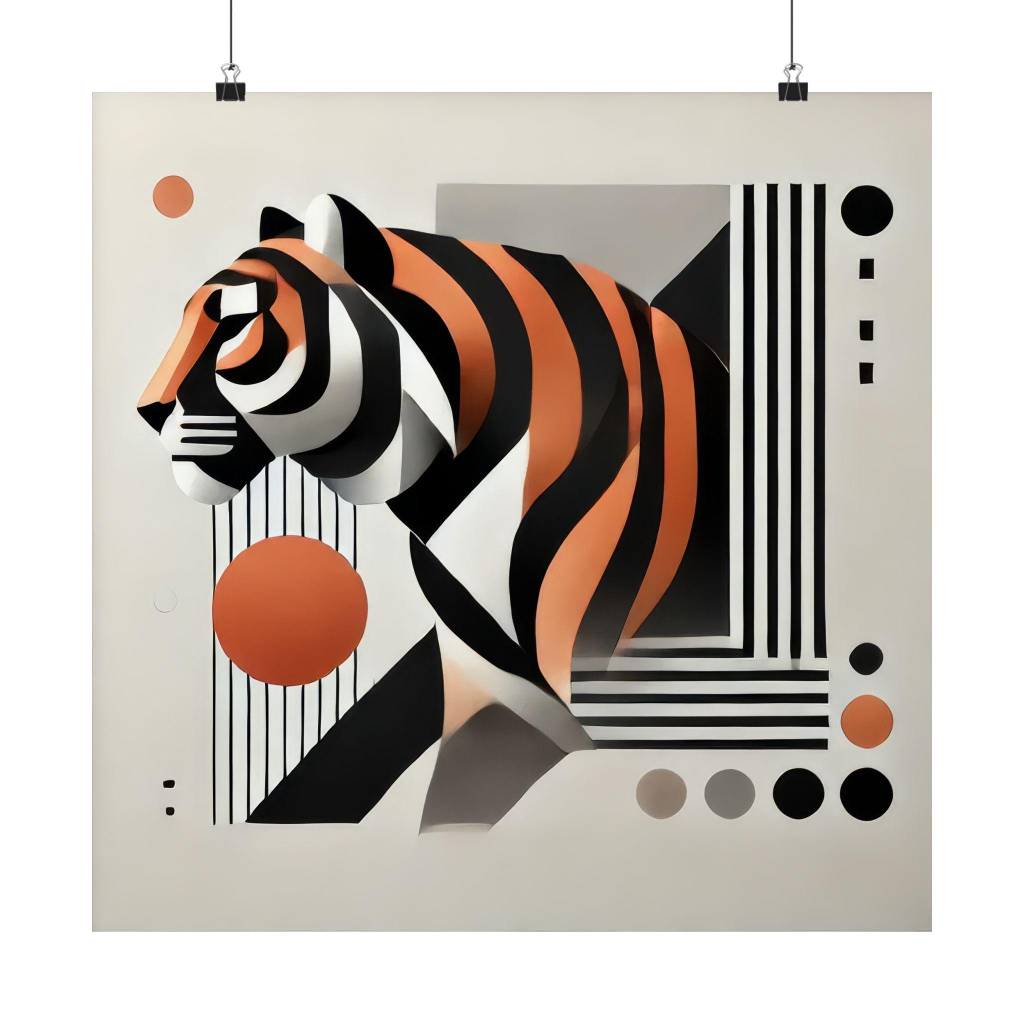 Tiger Big Cat Abstract Minimalist Bauhaus Art Wall Poster Animal ...