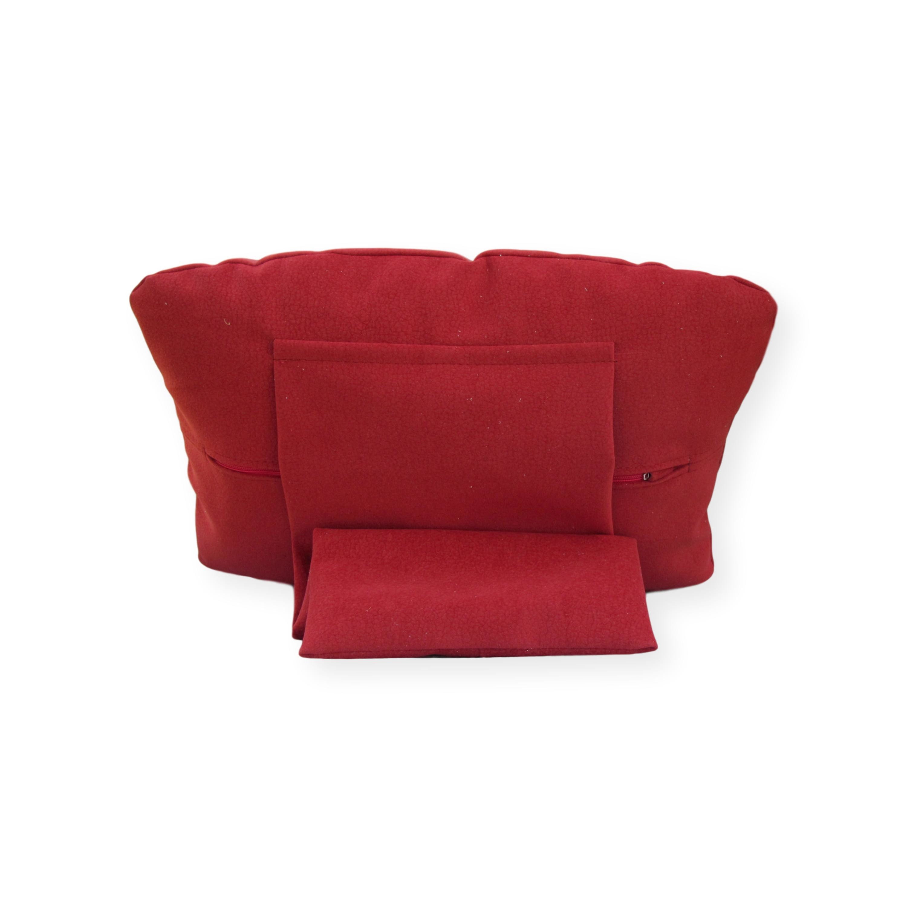 Auf die Rückenlehne legbares Nackenkissen für Sessel, Sofas Maße: 40x 25x 9  cm, Farbe bordeaux, pflegeleichter, hochwertiger Flockvelour - .de