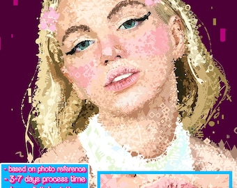 Custom Expressionism Portrait, Large Digital Painting