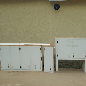 1950s Recovered Handmade Farmhouse Kitchen Cabinets