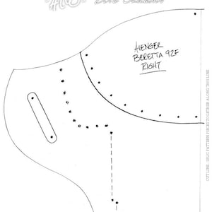 Patrón Digital PDF - Beretta - Patrón de funda de cuero estilo Vengador 92FS