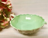 Vintage Fire King Vitrock Oyster And Pearl Mint Green Candy Dish Bowl, 1940s Milkglass Shabby Chic French Farmhouse Decorative USA Made