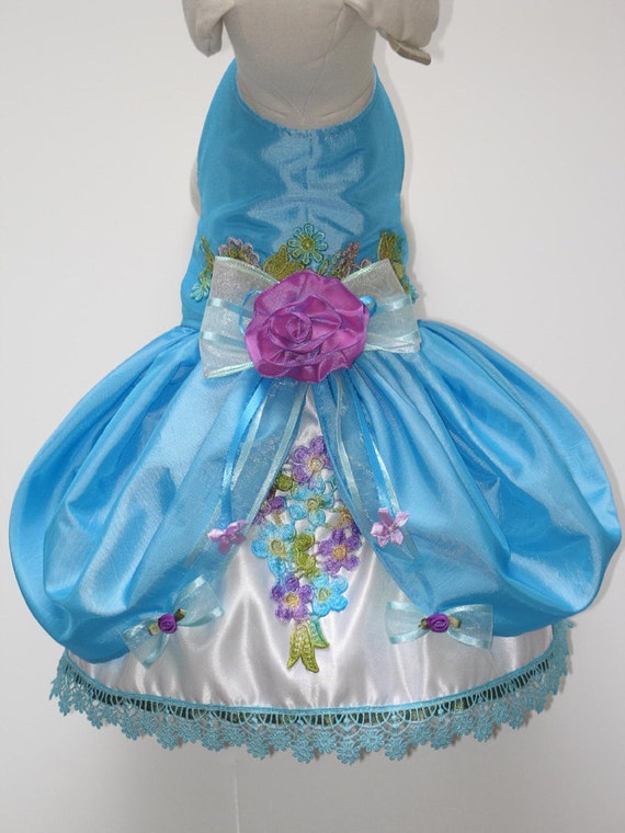 Items similar to Bright Sky Blue Victorian Dog Dress Currently Only One