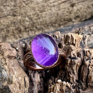 copper electroformed amethyst ring