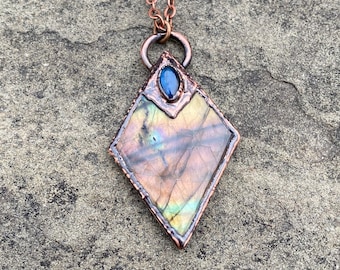 Labradorite and copper electroformed necklace