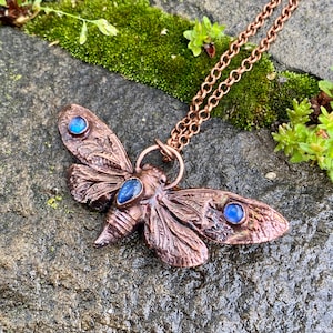 Copper electroformed natural cicada with labradorite accents