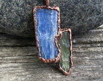 Copper electroformed kyanite necklace