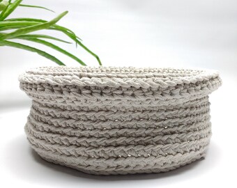 Round Crochet Storage Baskets, Neutral Kitchen Decor, Entryway Basket, Decorative Storage Basket, Catch All Basket, Ready to Ship