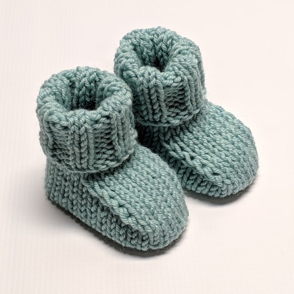 Machine Washable Organic Merino Baby Booties, Hand Knit Soft Sole Baby Shoes, Organic Baby Shower Gift, Ready To Ship