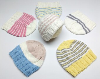 Gorro de algodón orgánico para recién nacidos, tejido a mano, elástico