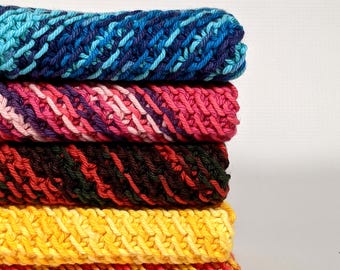 Set of Two Hand Knit Square Cotton Dish Cloths