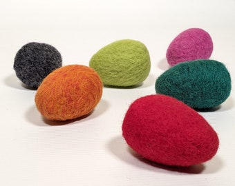 Felted Easter Egg Set: Needle Felted Colorful Easter Eggs, Set of 6 100% Wool Easter Eggs, Easter Decor - Ready To Ship