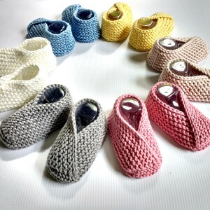 Hand Knit Organic Cotton Crossover Toe Baby Shoes with Tapered Heel