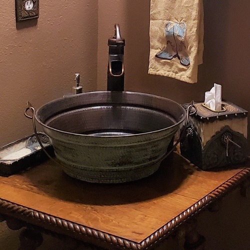 Upgrade does not raise price 01 Mexican Copper Sink drop in Bathroom