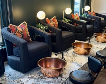 20" Hand Hammered Copper Pedicure Bowl with Drain Choice & Optional Footrest