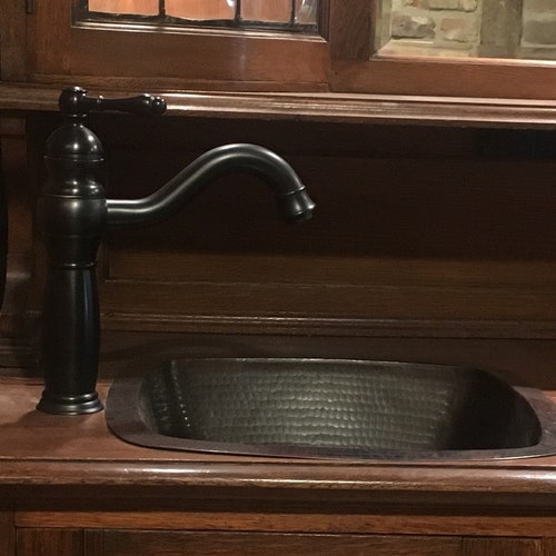 Simply Copper 16" Hammered Rectangular Bar Prep Sink - Undermount With 2 Strainers - View #2