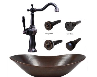 17 Inch Oval Copper Vessel Sink | Hand-Hammered, Wire-Rimmed, Aged Finish – Perfect For Barrels, Powder Rooms & Rustic Bathrooms