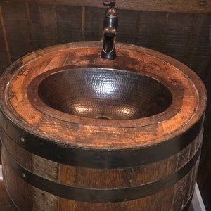 Oval Copper Undermount or Drop In Bathroom Sink 16&quot; with Oil Rubbed Bronze Faucet and Choice of Drain -- GREAT for Barrels!