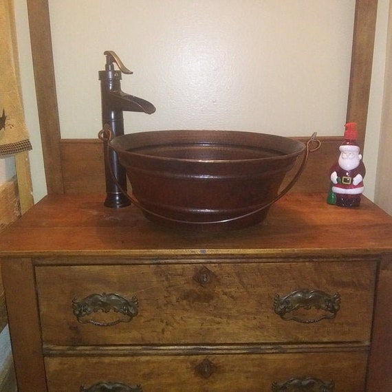 15 Round Copper Bucket Vessel Sink with 13 ORB Etsy