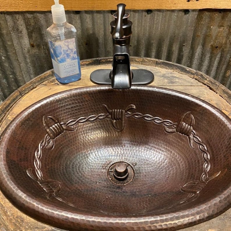 19 Oval Hand Hammered Copper Vanity Bathroom Sink with Etsy