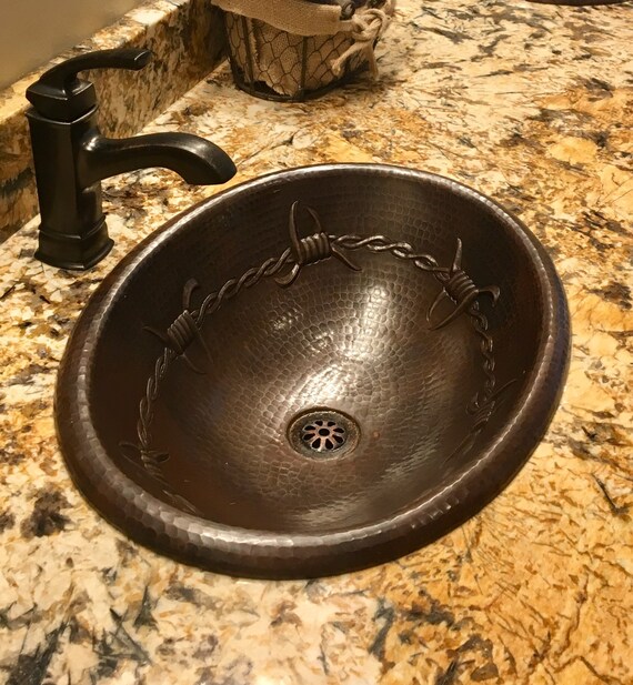 19 Oval Hand Hammered Copper Vanity Bathroom Sink With