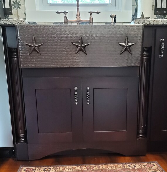 30 Hand Hammered Copper Farmhouse Kitchen Sink With 3 Etsy