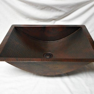 20&quot; Rectangular Trough Copper Drop In or Undermount Vanity Bathroom Sink with Choice of Drain