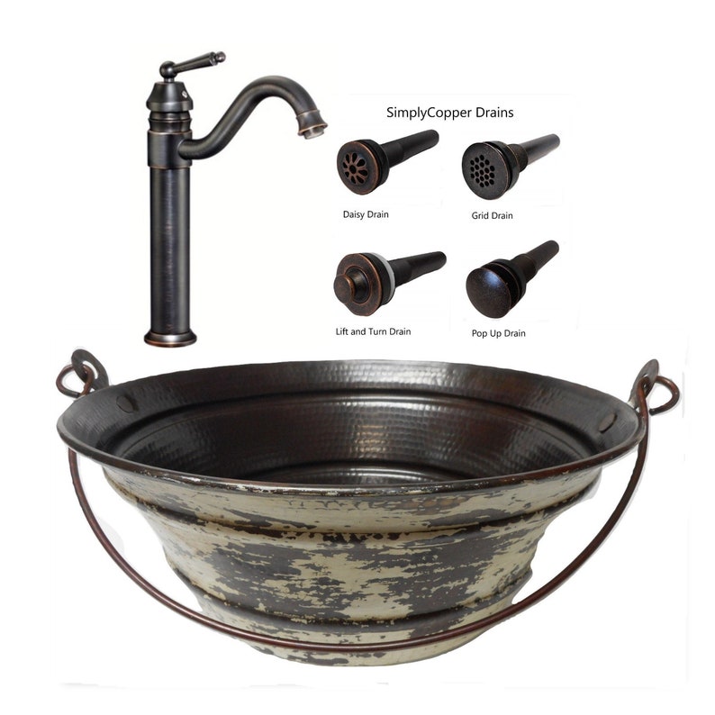 Rustic 15 Round Copper Bucket Vessel Bathroom Sink in Etsy