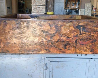 COPPER Farmhouse Kitchen Sink in Natural Patina -- Variable Sizes -- Custom Sizing Available