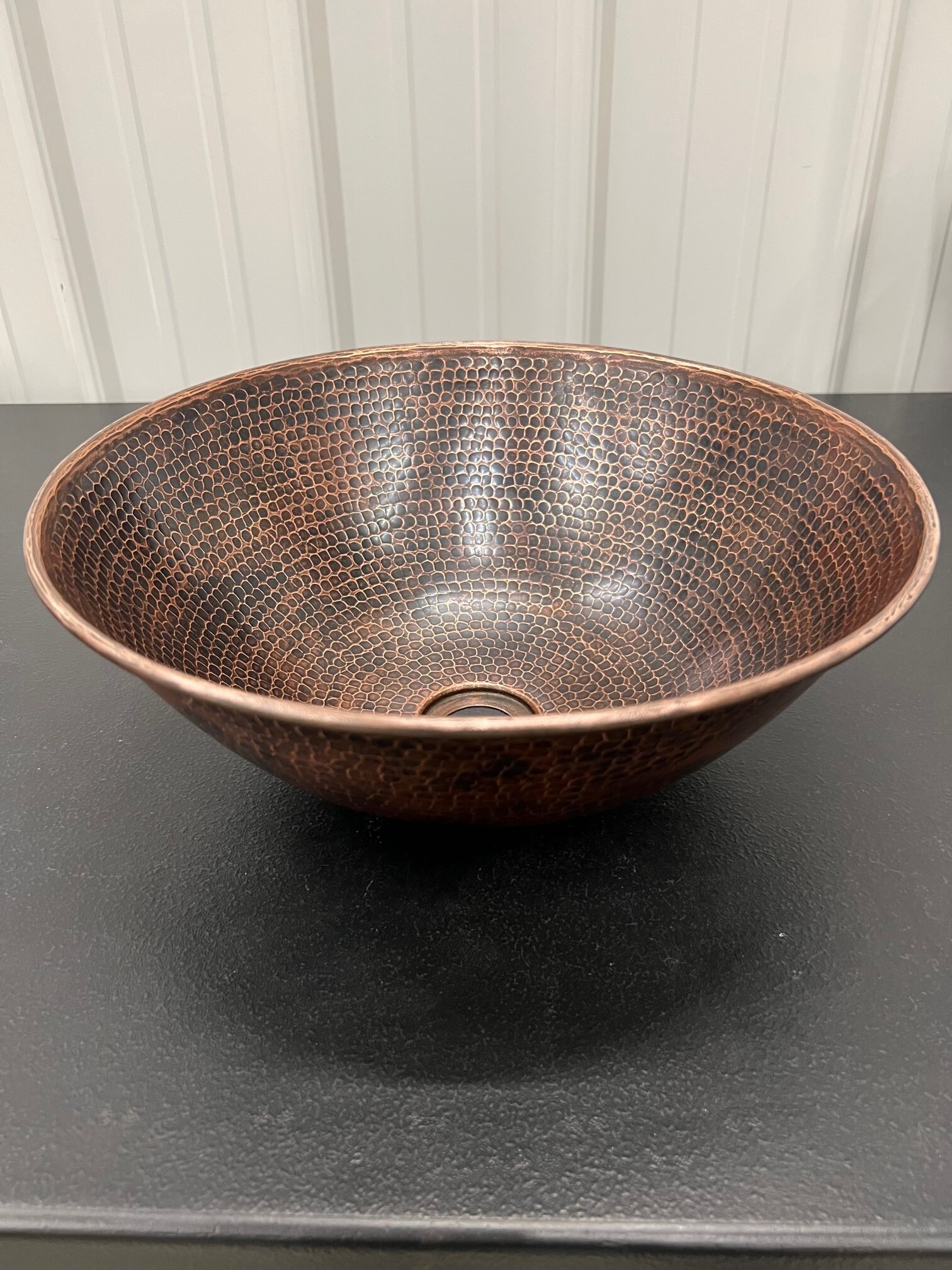 Simply Copper 14" Handmade Round Copper Vessel Sink – Brushed Sedona Highlighting