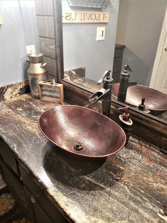 Hammered Copper Vessel sink classic bowl basin design 10" 