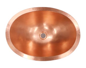 19" Smooth Oval Copper Bathroom Sink – Oval Drop-In/Undermount in Matte Penny Finish