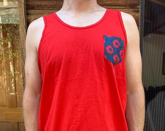 Men's Donut Pocket Tank Top in Red / You Enjoy My Shirt FINAL SALE