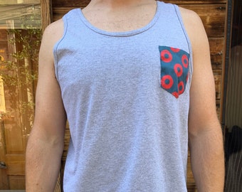 Men's Donut Pocket Tank Top in Heather Gray / You Enjoy My Shirt FINAL SALE