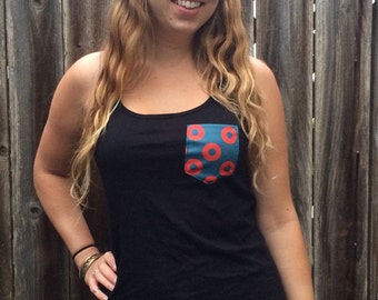 Women's Donut Long Length Pocket Tank in Black / You Enjoy My Shirt FINAL SALE