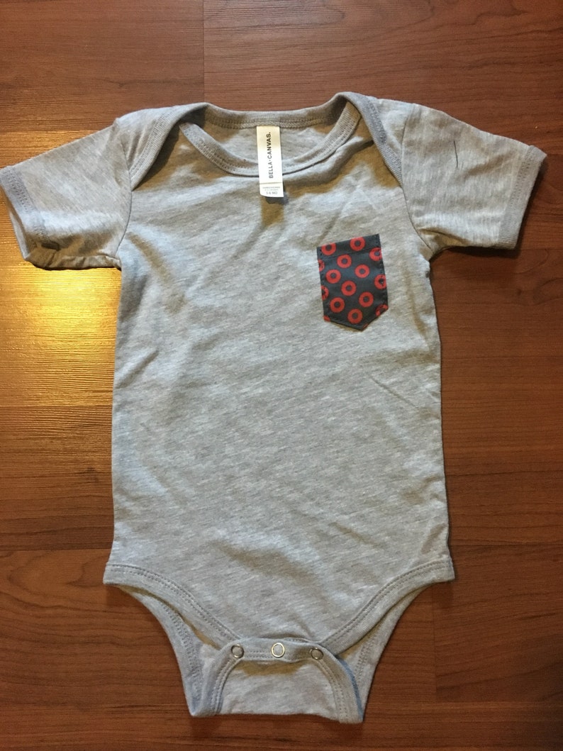 Donut Baby Pocket One Piece in Heather Gray / Baby / You Enjoy My Shirt FINAL SALE afbeelding 1