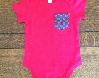 Donut Baby Pocket One Piece / Red / You Enjoy My Shirt FINAL SALE