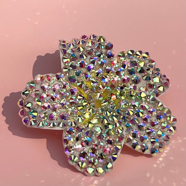 Plumeria Hair Clip: Pele AB Rhinestone Flower