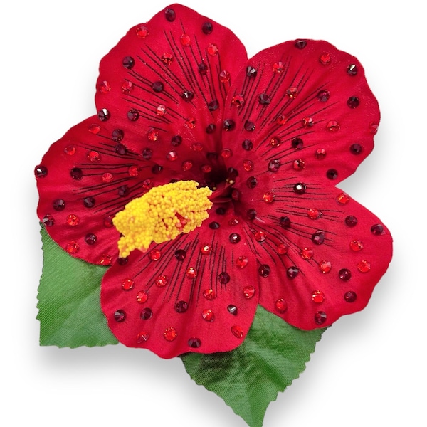 Rhinestone Hibiscus Hair Clip: Tropical Flower Accessory