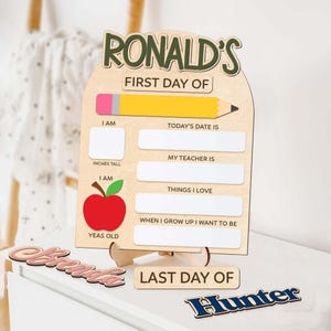 2025 Back to School Sign, Kindergarten Fisrt Day Sign, Custom Name My First Day Sign, First Day Wooden School Sign, School Prop Kindergarten