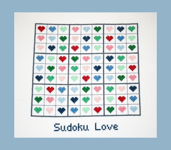 Items Similar To Sudoku Love PDF Cross Stitch Pattern Sudoku Cross 