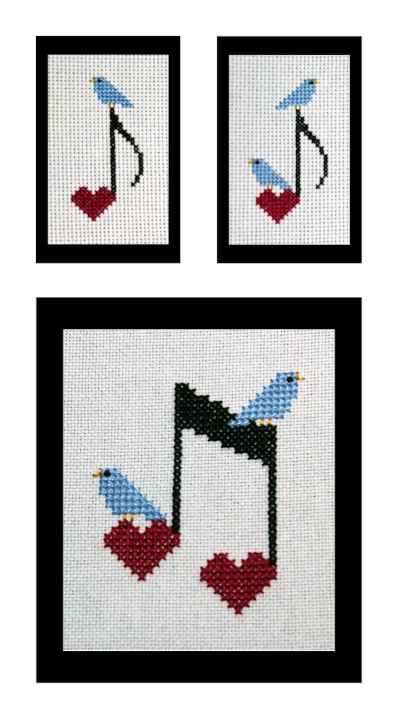 Music Cross Stitch Pattern, Happy Little Bluebirds Sing, Musical Birds ...