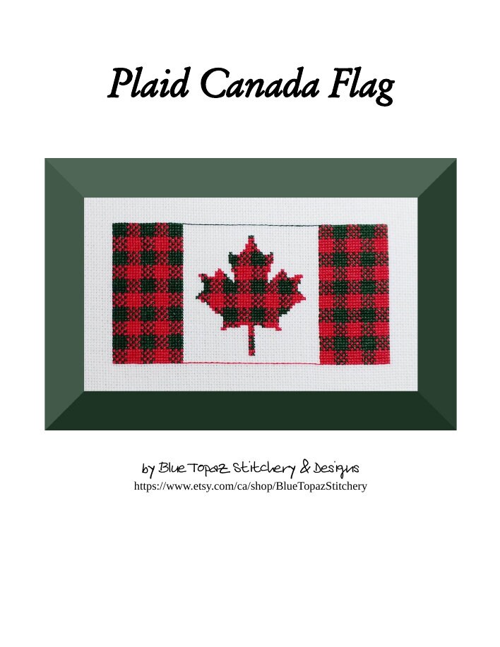 Plaid Canada Flag Cross Stitch Pattern Red and Green Canadian Etsy