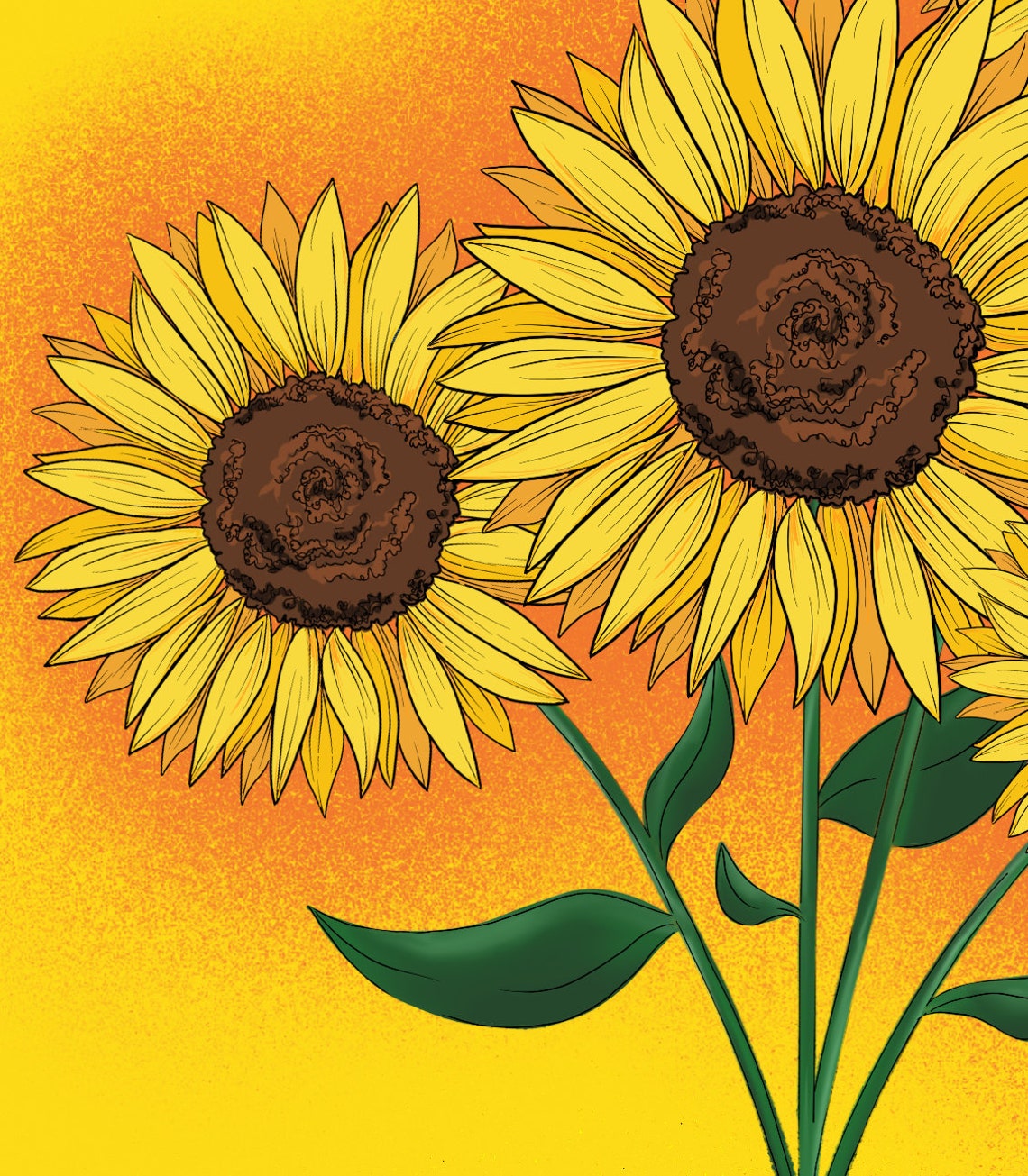 Sunflower Sunset Coffee Mug Sunflower Illustration Yellow Etsy