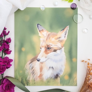 Red Fox In Grass Art Print, Animal Wall Art, Wildlife Art, Art Lover Gift, Animal Lover Gift, Original Art, Colorful Fox Wall Decor