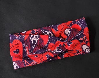 Red Ghost Twist Headband, Stretchy Adult Headband