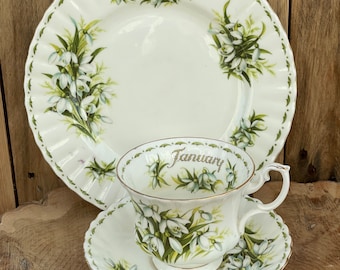 Vintage Royal Albert "Flowers of the Month Series - January" Set